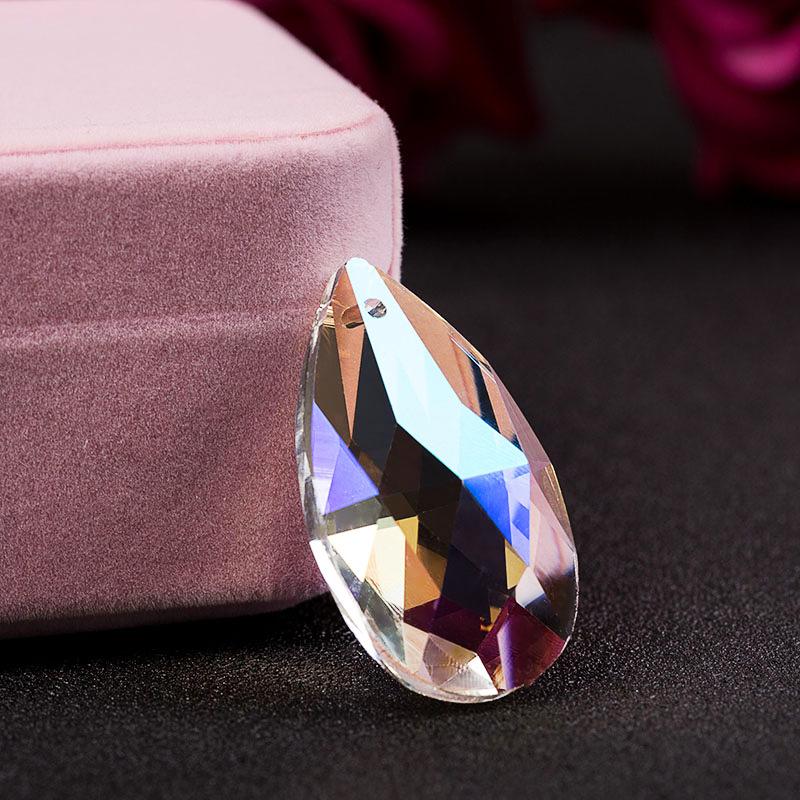 D5 5Pcs DIY Crystal 38mm Waterdrop Colorful Faceted Pendant Prism Chandelier Party Wedding Curtain Christmas Hanging Ornaments