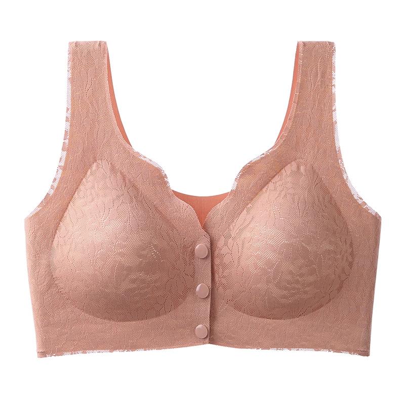 Langsha mother underwear women in the elderly seamless front buckle vest type large size women gather without steel ring bra women