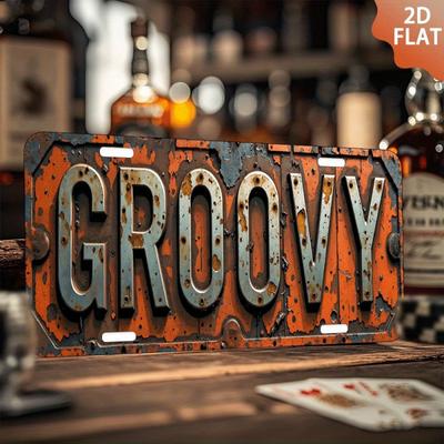 2D Flat, 1pc Retro Metal Aluminum Wall Sign 6x12 Inch - Vintage Rustic Decor with Metallic Finish