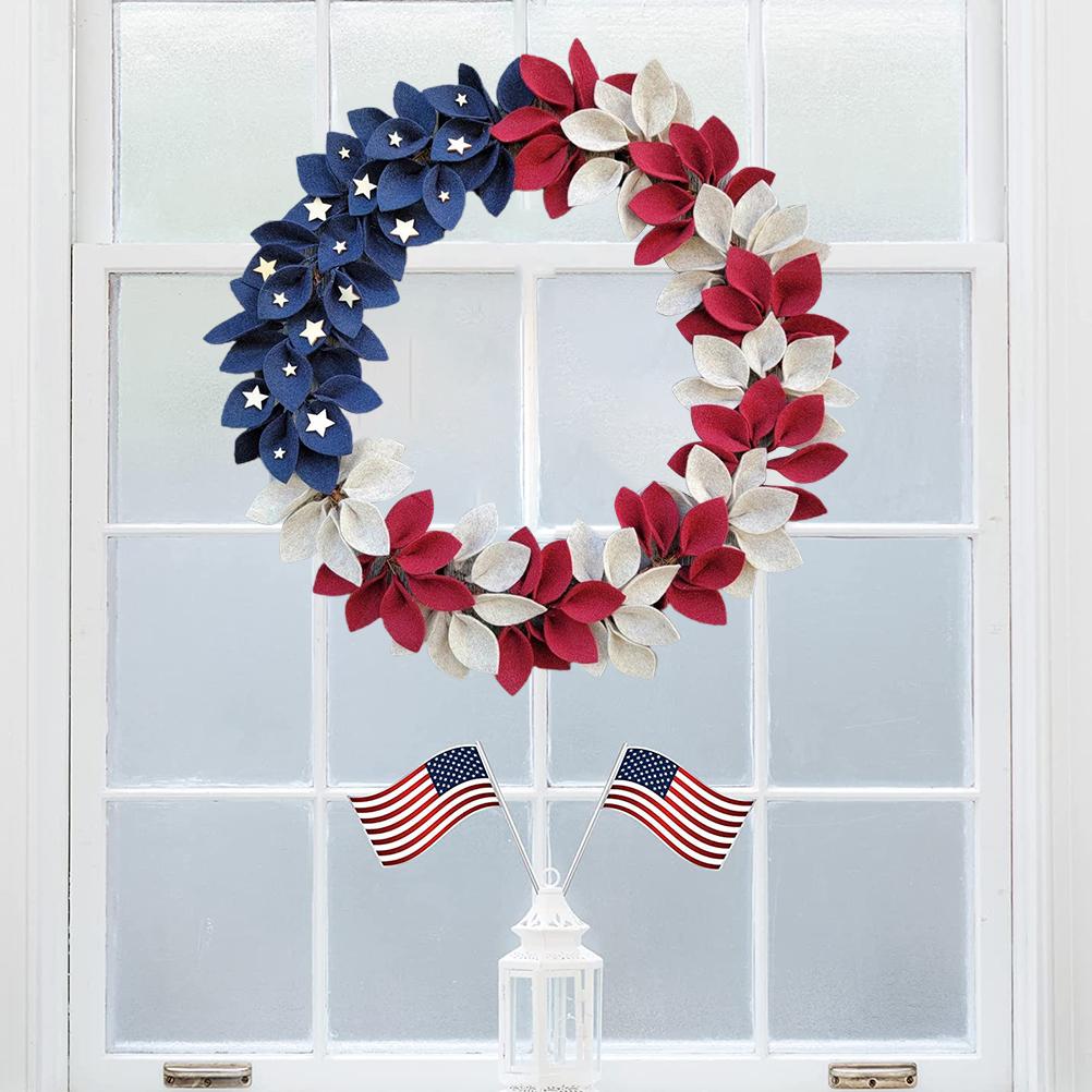 Independence Day Wreath for Front Door America Flag Patriotic Wreath 4th of July Patriotic Garland Home Office Wall