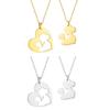 2pcs Hollow Out Necklace for Mom and Child Adjustable Length Clavicle Chain Cutout Heart Pendant Neckchain Ornament