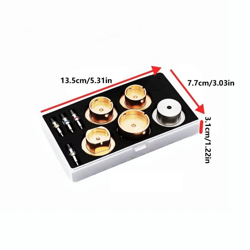 Watch Repair Tool Kit, 9 Piece Hand Setting Set with 4 Clear Acrylic Press Heads, 4 Support Holders and Metal Base for Watch Care and Part Alignment