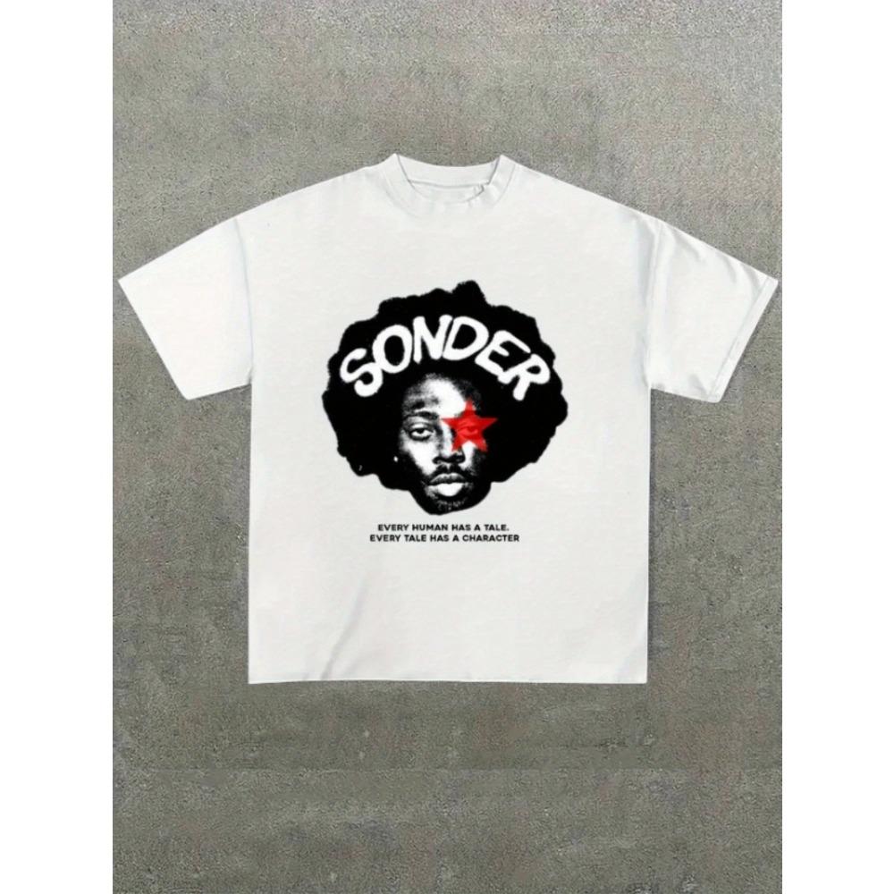 Sonder Brent Faiya.Z Casual Print Summer T-shirt Comfortable And Versatile Letter Pattern Cotton Tee Casual Retro Y2K Tee Tops