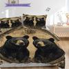 Black Bear Pattern Bedding Quilt Set Quilt Cover Pillowcase Home Decoration Birthday Gift (1 * duvet cover + 2 * pillowcase, without core)