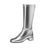 Plus Size Sewing Smooth Silver Upper Thick Heel Side Zipper Knee High Boots Square Toe Precise Style Long Boots