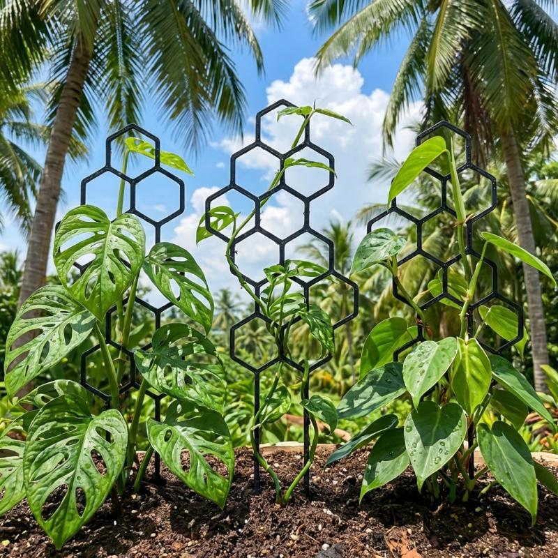 2pcs Honeycomb Plant Climbing Trellis Indoor Garden Support Rods Rust-Resistant Plastic Stake Gardening Accessories