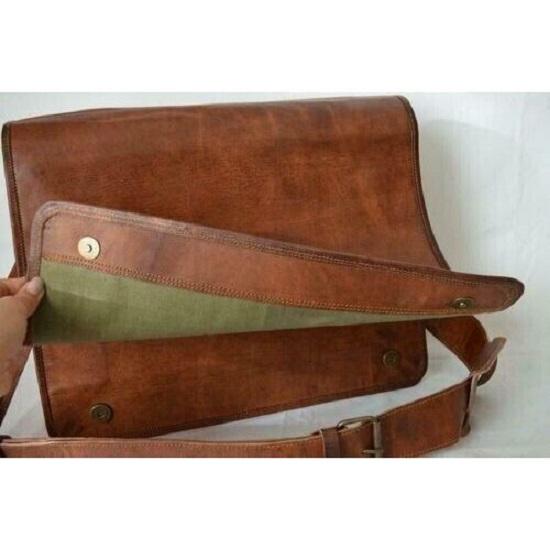 New 16" Large Unisex Messenger Brown Vintage Leather Shoulder Satchel Bag