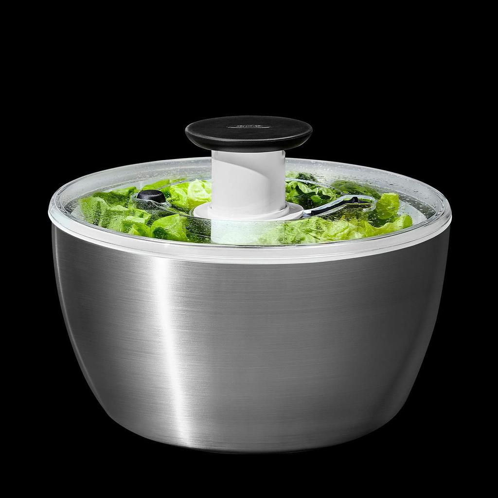 OXO Sallad Grönsak Rostfritt Stål Sallad För 4 eller Fler x x 15 Diskmaskinssäker Centrifug, Sil, Stål, Centrifug, Personer, Färdiggjord, 26,8 26,8 cm, (låg