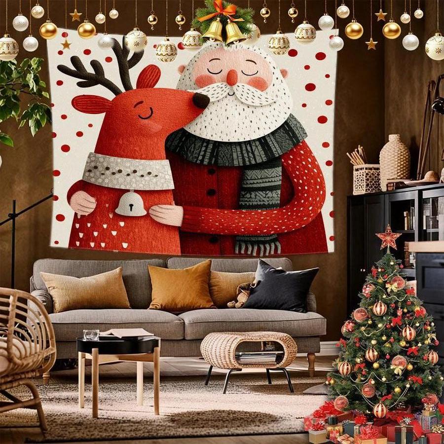Christmas Tapestry Pattern Background Cloth Hanging Cloth Bedroom Bedside Decorative Wall Cloth Rental Dormitory Tapestry