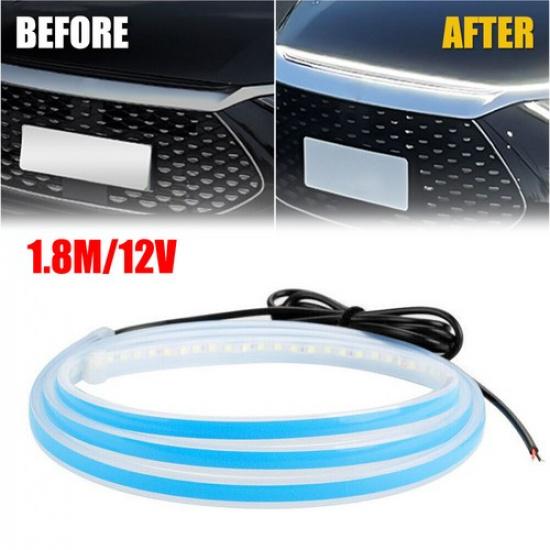 White 180cm Flexible Car Hood Day Running lED Light Strip Accessories Universal