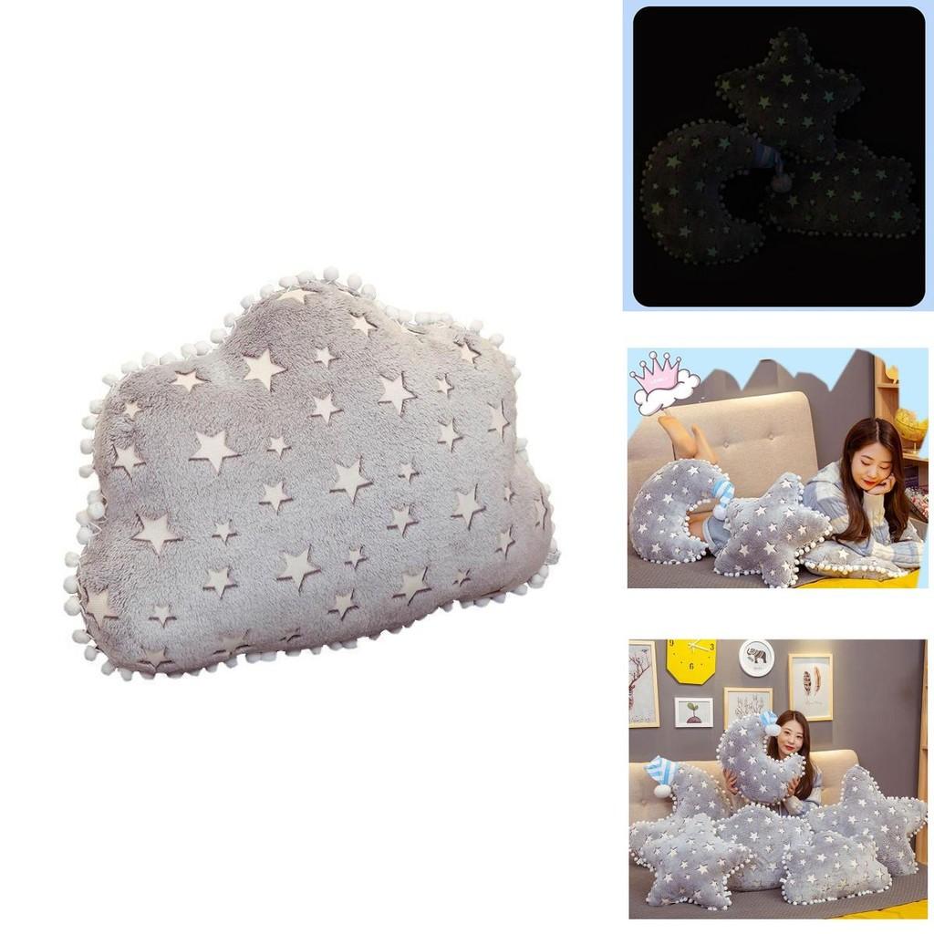 Moon And Stars Plush Pillow For Home Decor And Gift Giving Glowing Night Light Cushion