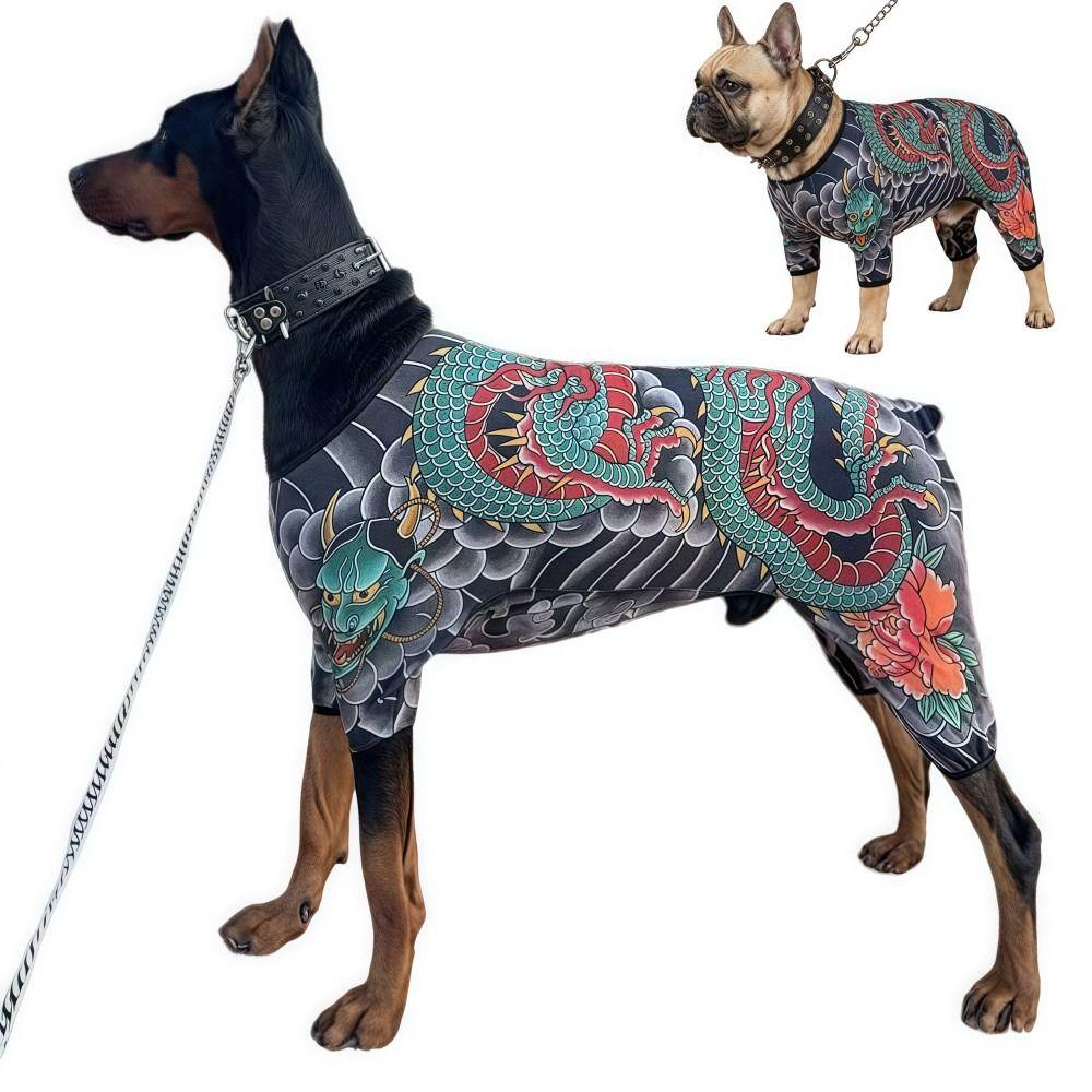 Four Seasons Pet Tattoo Vest Funny Pet Clothes Creativity Dog Cat Tattoo Jacket For Pet S To 6XL