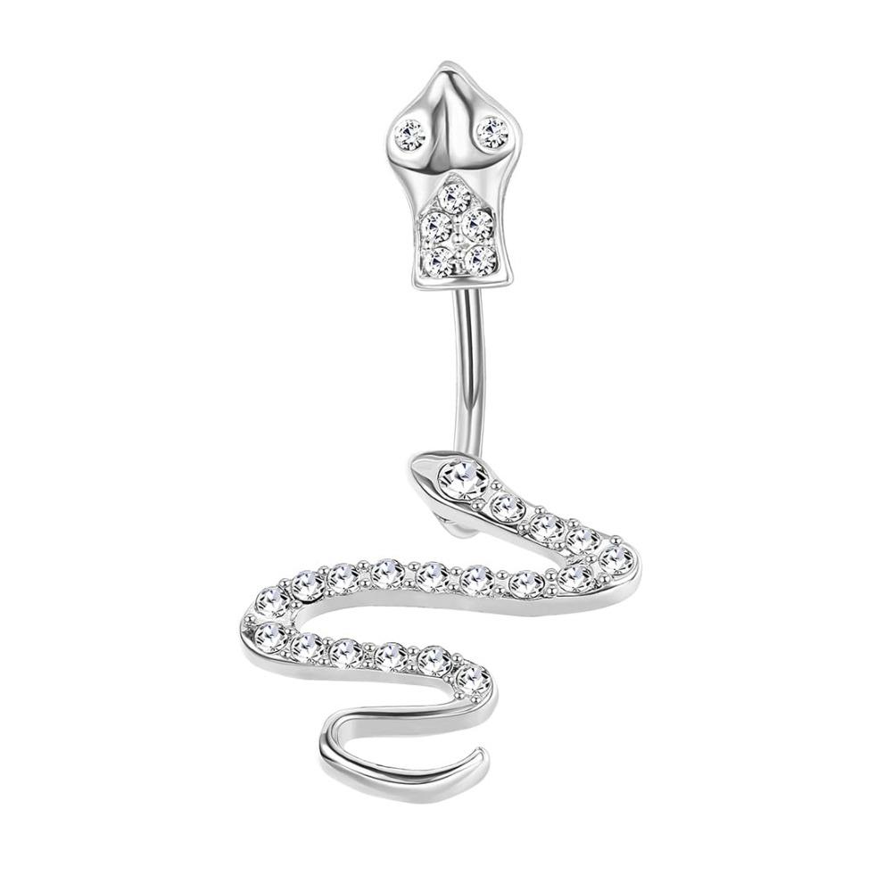 Bobisty14G Belly Button Bars for Women Surgical Steel Belly Bar CZ Butterfly Snake Clicker Navel Ring Body Piercing Jewellery