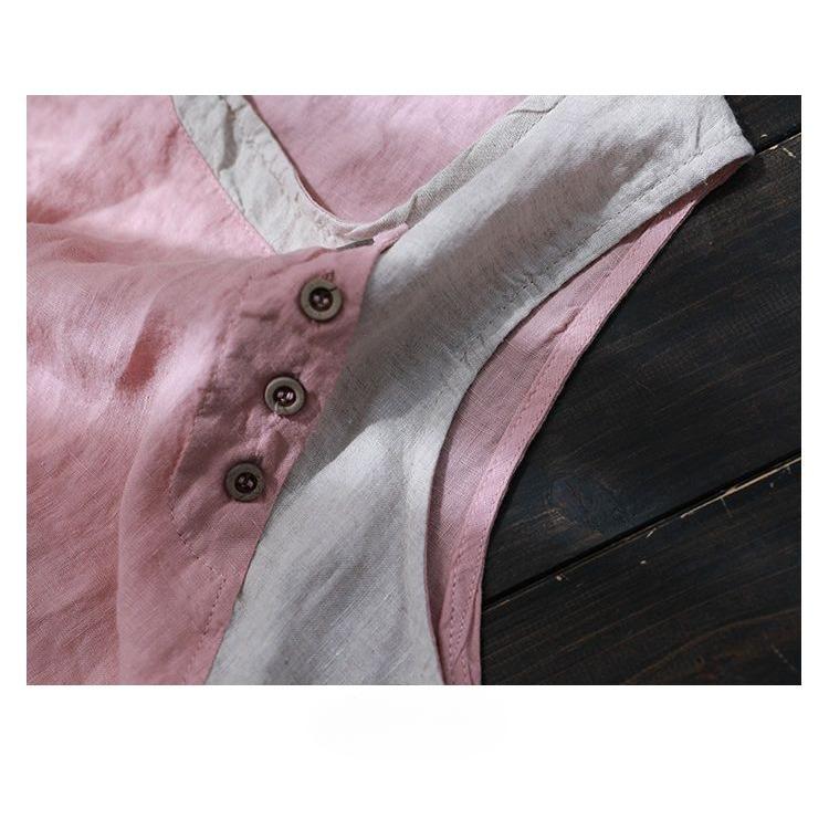 Summer New Loose Camisole Vest Women's Thin Asymmetric Top Button Decoration Splicing Design