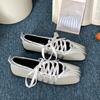 Retro silver square head inner height increase light mouth flat sole shoes women's summer 2025 new skirt versatile Mary Jane shoes