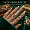 Geometric Knuckle Rings Set Diamond Charm Vintage Ring Set Floral Pattern Women's Finger Jewelry Gold Ring Set Party Accessories