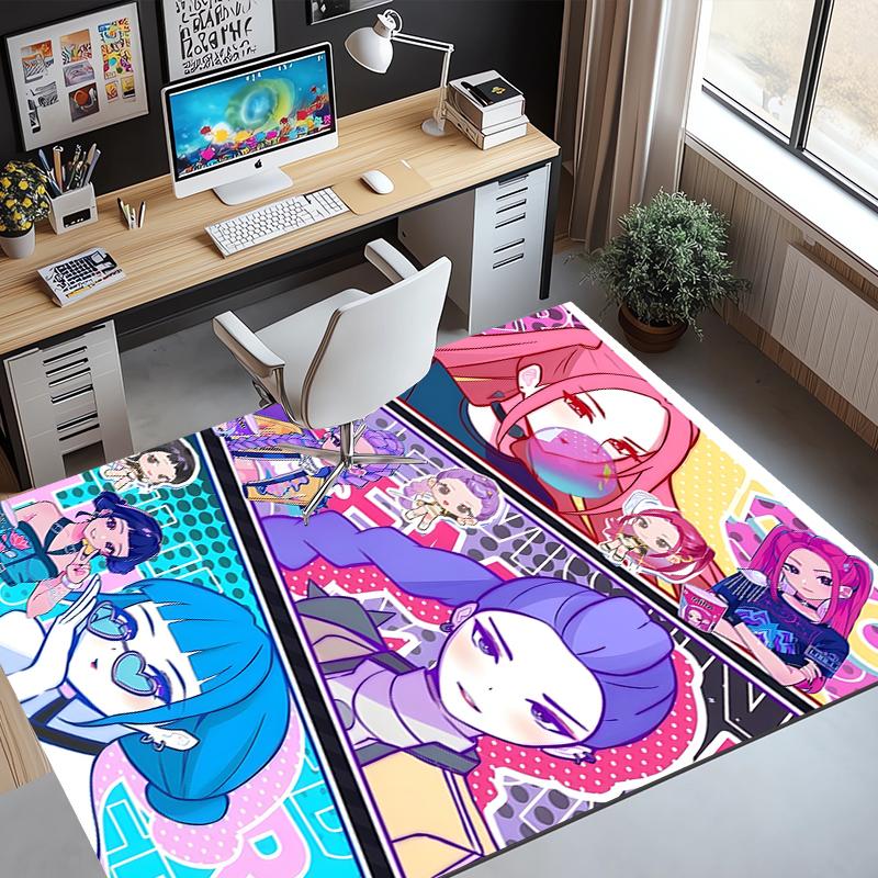 KPop Demon Hunters Patroon Vloerkleed, Binnen/Buiten Mat, voor Picknick, Speelkamer, Slaapkamer, Kantoor, Woonkamer, Huisdecoratie Tapijt, Verjaardagscadeau