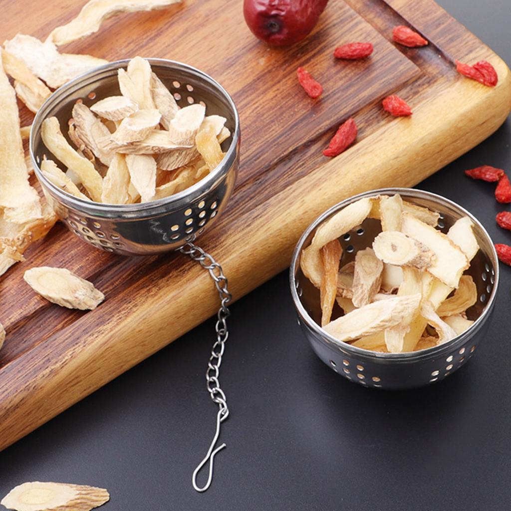 Tea Ball Loose Leaf Spice Strainer Spice Mesh Sieve Stainless Steel Tea Infuser with Rope Chain Kitchen Accessories