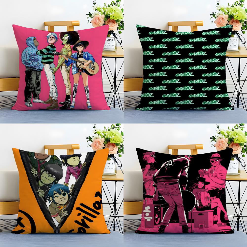 Feel Good Simple Fashion G-Gorillaz Music Cushion Cover Linen Pillowcase Soft For Sofa Bed Home Room Decor