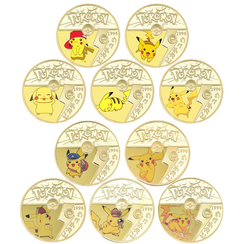 Pokemon Pikachu Commemorative Coin With Gift Box Cartoon Anime Commemorative Badge For Fans