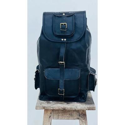 21" Leather BACKPACK Real Genuine Leather Rucksack Laptop Travel Black Men's Ba