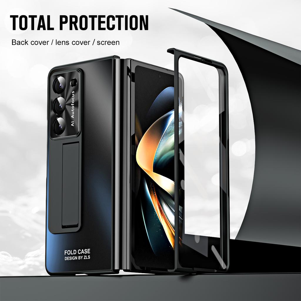 Mattierte Kunststoffhülle Slim Stifthalter Ständer Schutzfolienabdeckung für Samsung Galaxy Fold 6 5 4 3 Ständerhülle mit Halter