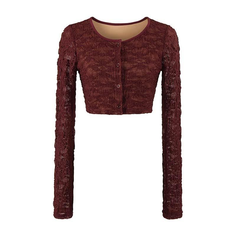 Pure Desire Lace 2-Piece Dress Set Slim Fit Cami Mini Skirt Long Sleeve Cardigan See Through
