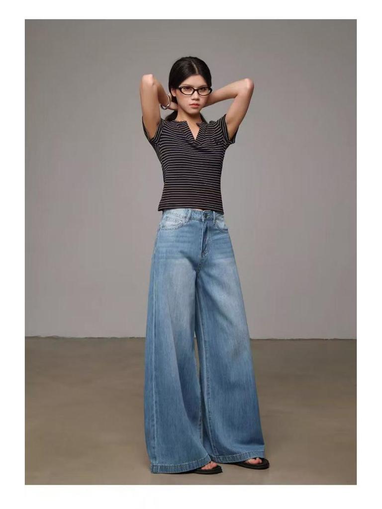 Women's Lyocell Tencel High Waist Wide Leg Jeans