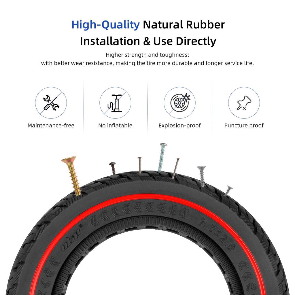 Ulip 9.5*2.0 solid tire with red circle for xiaomi and 8.5 inch scooters