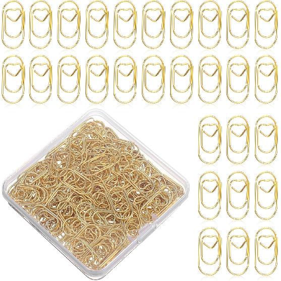 200 Pcs Gold Paper Clips, Metal Heart Paper Clips, Mini Gold Paperclips, Cute Binder Clips for Document Note Sorting, Wedding Decoration, Crafts,