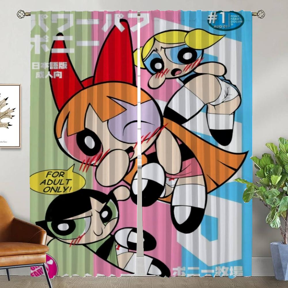 Curtains for Bedroom The Powerpuff Girles Living Room Curtain Halloween Decoration Home Interior Curtains 2 Pieces Shades Camera