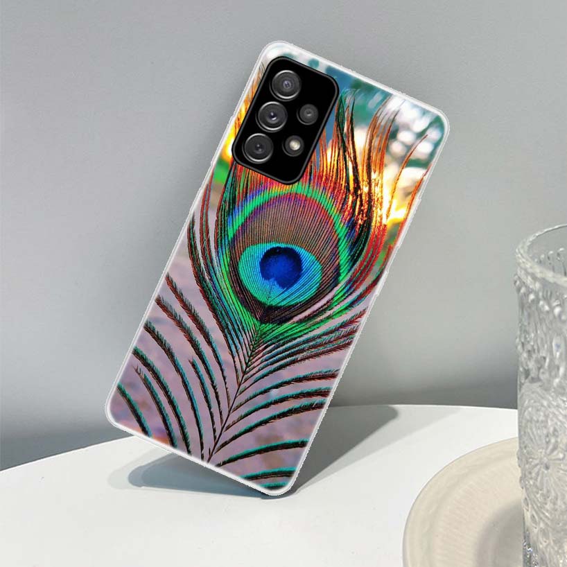 Bird Peacock Feather Phone Case For Samsung Galaxy A13 A14 A15 A16 A17 A53 A54 A55 A56 A57 A33 A34 A35 A36 A37 A23 A24 A25 A26 G