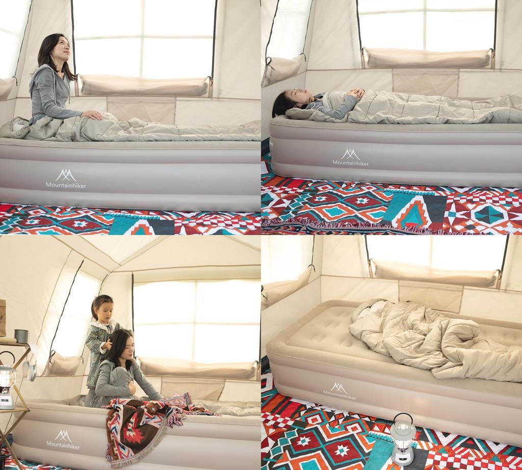 Air 40cm electric compact waterproof and for camping and outdoor use mattress, single/double size, high, one-click inflation, built-in pump, storage,