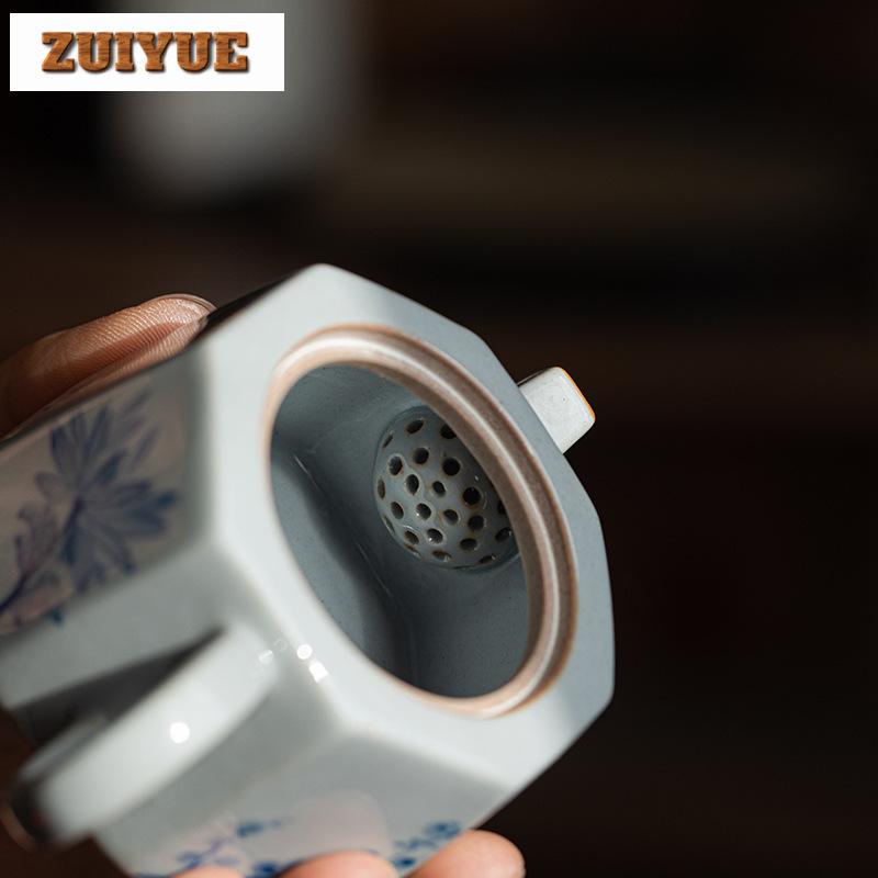 90ml Green Glaze Hand Painted Teapot Household Four Gentlemen Bafang Pot Luxury Pot Tea Maker Kettle Tea Items Services Ornament