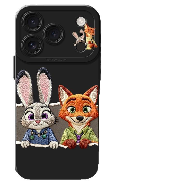 Sitting Fox Is Suitable for Apple 17 Mobile Phone Case Iphone16pro15 Cartoon Max Female 14 Full Bag with Lens