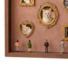 DIY Mini Museum Silhouette Box Personalized Photo Display Shadow Box Frame Kit with Mini Gold Frames Figurines Pet Memorial Gift for Home Bedroom Desk