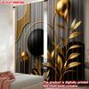 Flat Printing Happy Valentine Day Scene Curtains Black Gold Geometric Moon Digital Printed Polyester Drapes Set Of 2 Made
