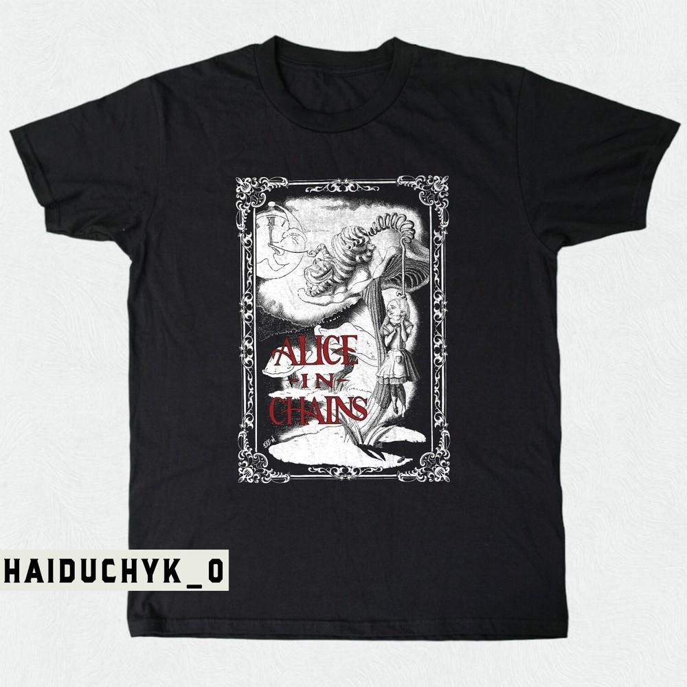 Alice In Chains Alice In Wonderland Унисекс Черная Футболка Размер S-5XL Унисекс Футболка S