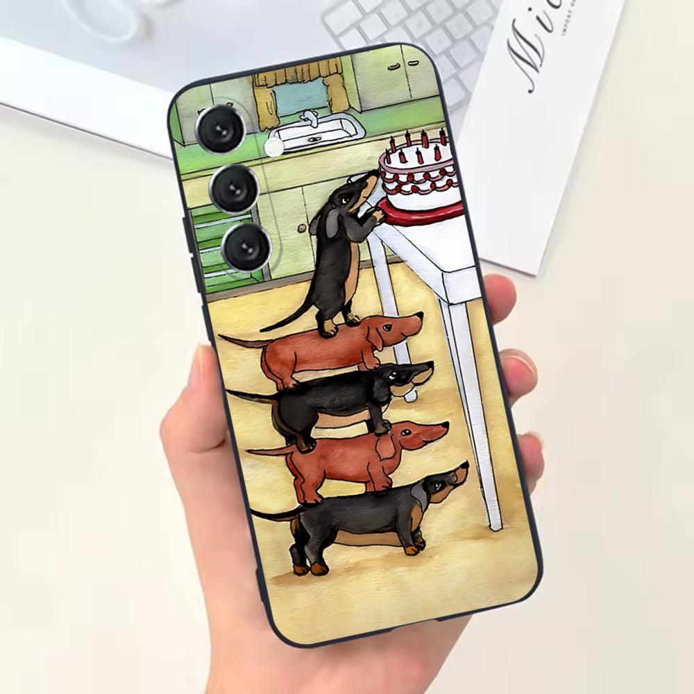 

Dachshund Dog Love Phone Case For Samsung Galaxy A13,A21s,A22,A31,A32,A52,A53,A71,A80,Soft Black Shell Samsung a11