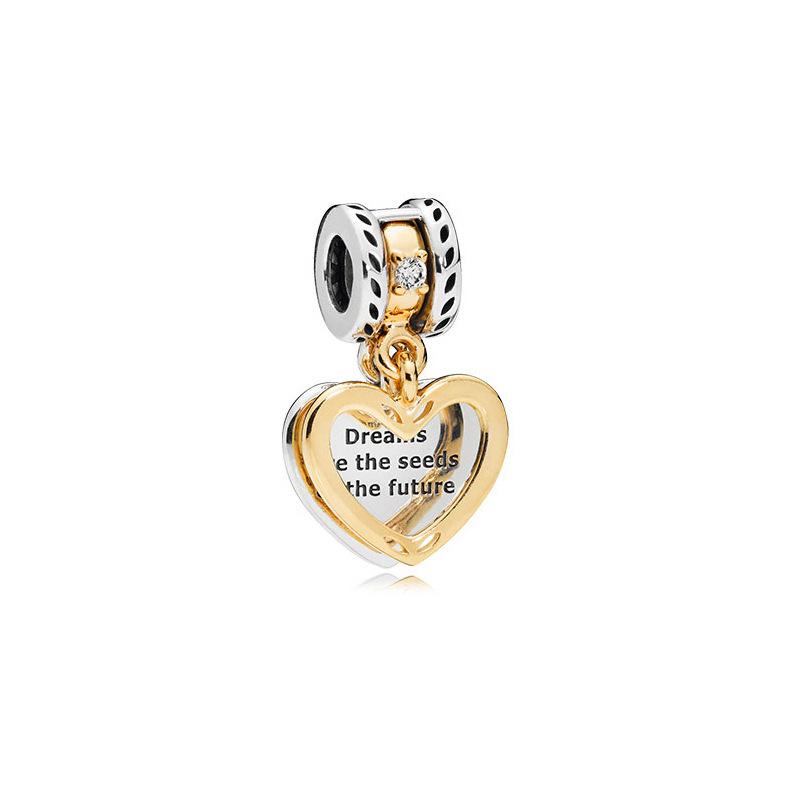 925 Sterling Silver Pink Friends Festive Love Clover Fashion Style Pendant DIY Jewelry