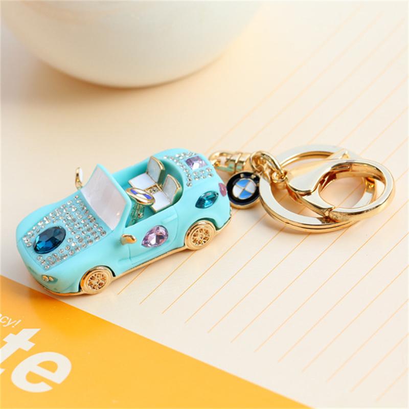 Fashion Alloy Metal Car Key Chain Keychain Charm Women Handbag Crystal Pendant Luxury Model Car Accessories Keyfob