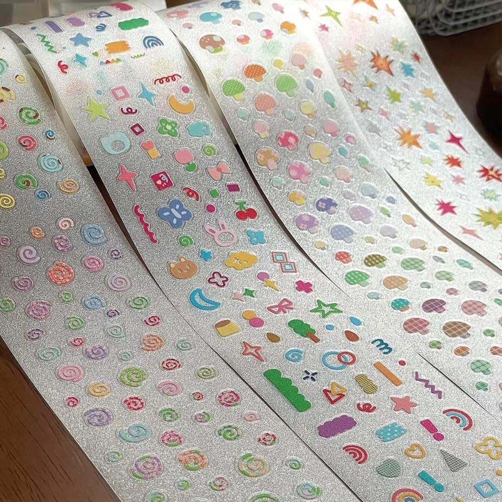 Mushroom Pattern PET Sticker Tapes Basic Material Removable Stationery Stickers Waterproof DIY Graffiti Star Decor Stickers