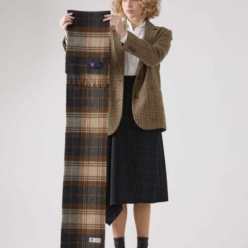 ABRAHAM MOON Merino Wool Muffler 25cm - Brigade Natural