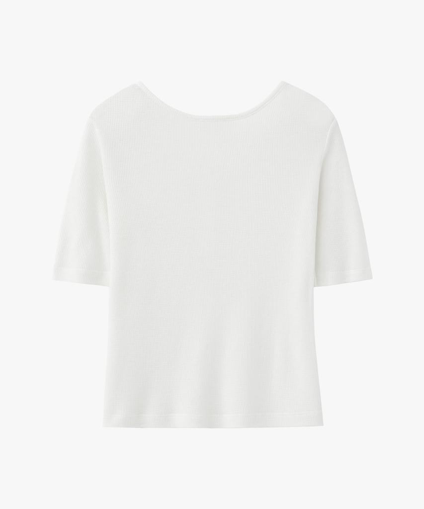 SUARE WOMEN Wool Waffle Two-Way Half Sleeve White