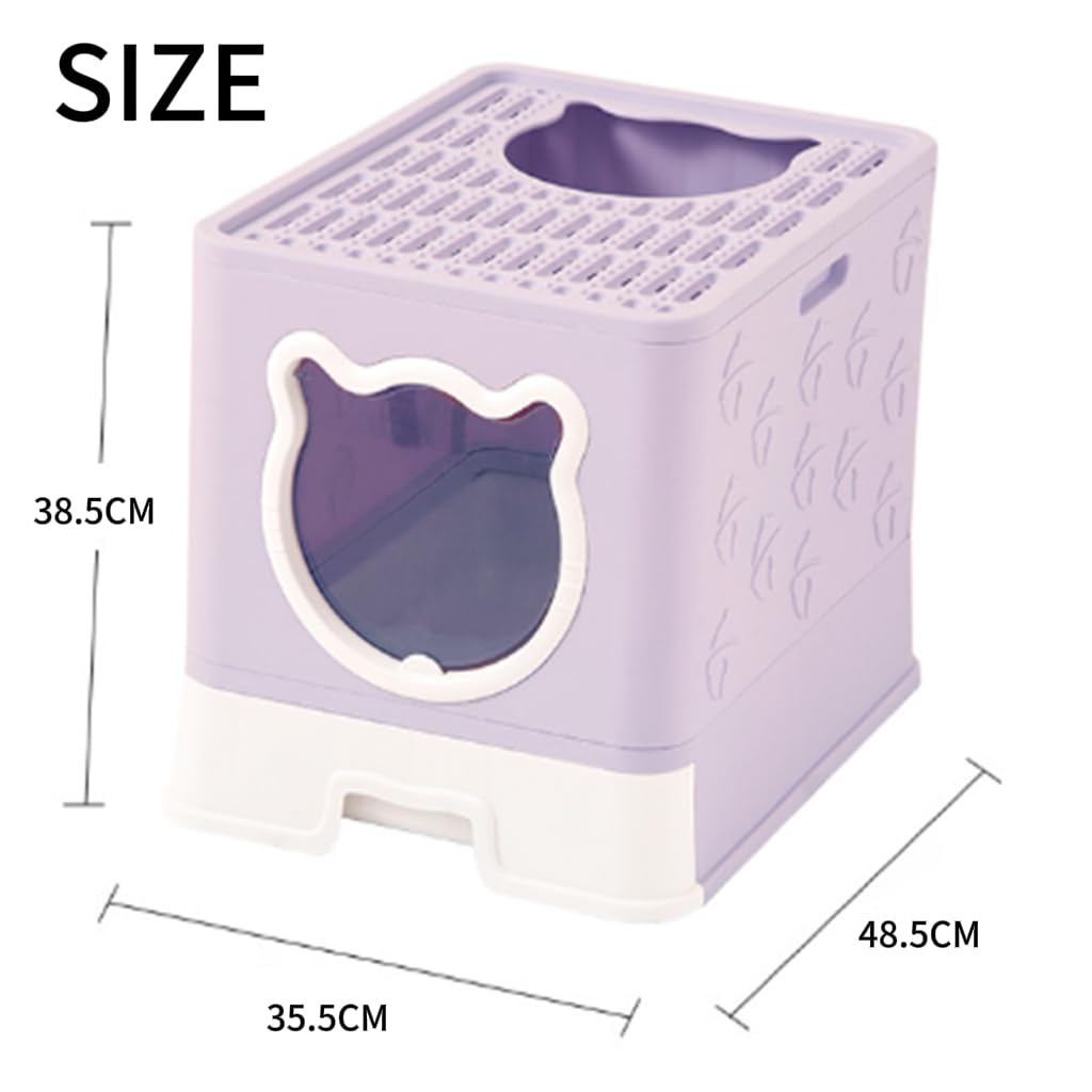 OEESYA Cat Cat Litter Large Size with Cat Toilet Cover with Scattering Easy to Large Kitten Cat Litter Easy to Blue Toilet, Box, Scoop, Lid,
