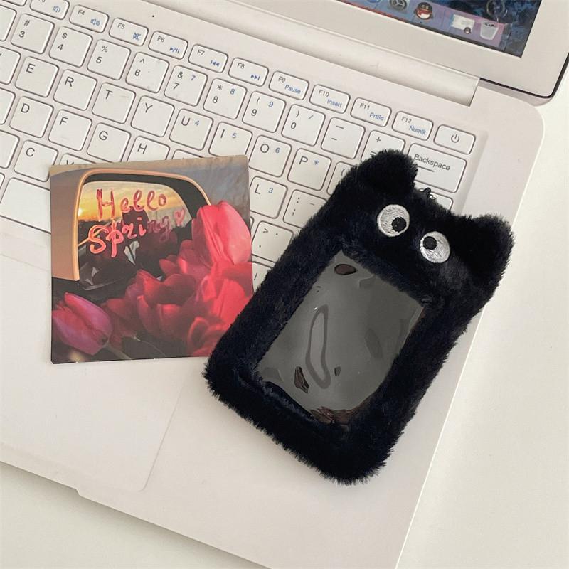 3 Inch Cute Cartoon Bear Rabbit Plush Photocard Holder Idol Photo Protective Sleeves Keychain Id Credit Protector Cover Pendant