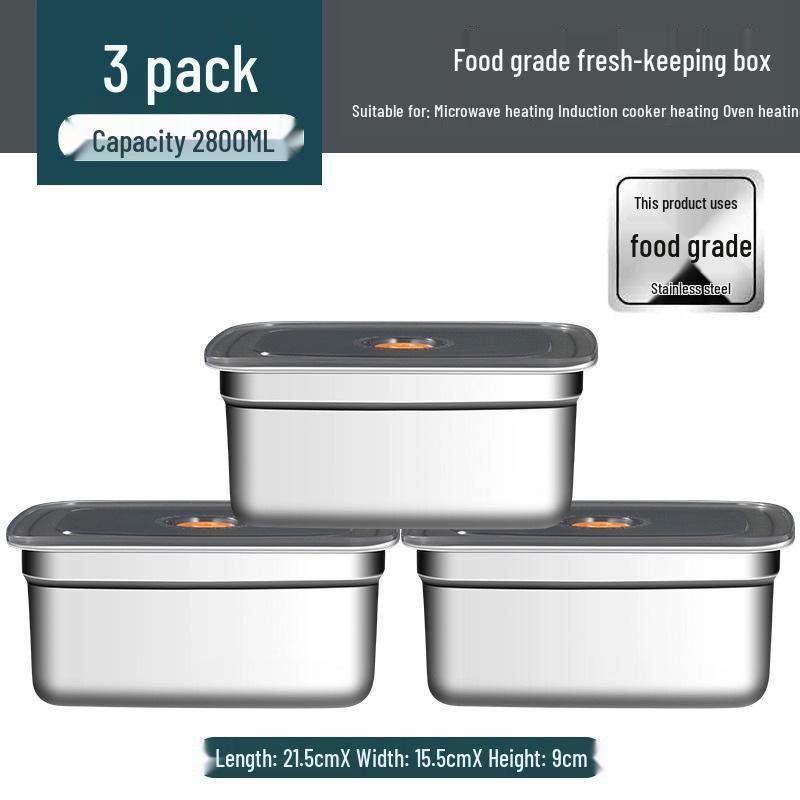 Stainless Steel Food Storage Box with Lid - Square Tray Lunch Container for Office Workers