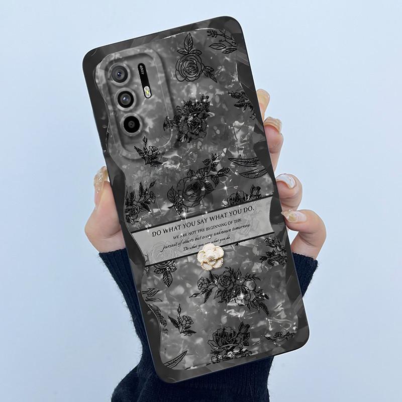 Funda For Oppo A94 5G CPH2211 Case Capa Simplicity Flower Soft Matte Silicone Bumper For Oppo Reno 5Z Reno5 Z 5 Z 5G Back Cover