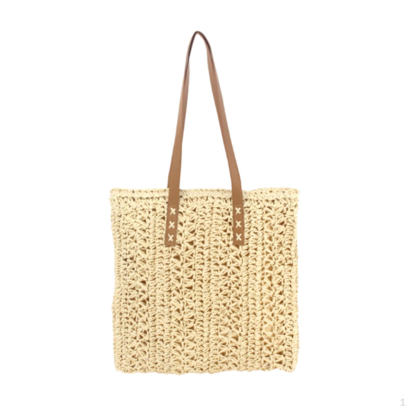 

Women Shoulder Bag Bohemian Stylish Woven Beach for Vacation Birthday Gift бежевый