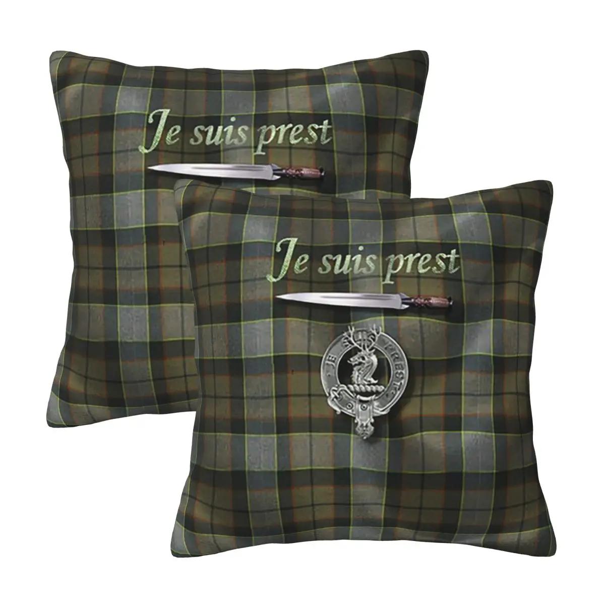 Je Suis Prest Tartan Outlander Tv 2 Pcs Square Pillowcase Pillow Cover Cushion Decor Comfort Throw Pillow For Home Living Room Peach skin 18*18(CM)-2Pcs